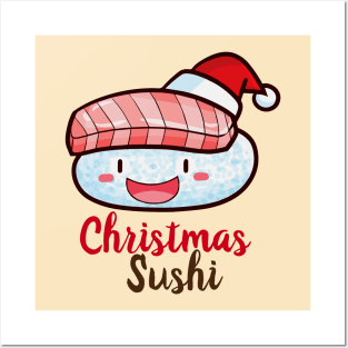 Kawaii christmas tuna sushi Posters and Art